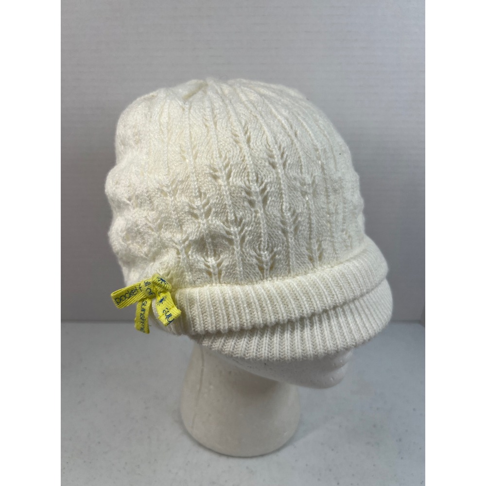Gymboree Girls Ivory White Pointelle Knit Newsboy Hat Pocket Full of Sunshine L
